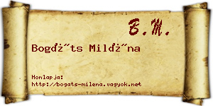 Bogáts Miléna névjegykártya